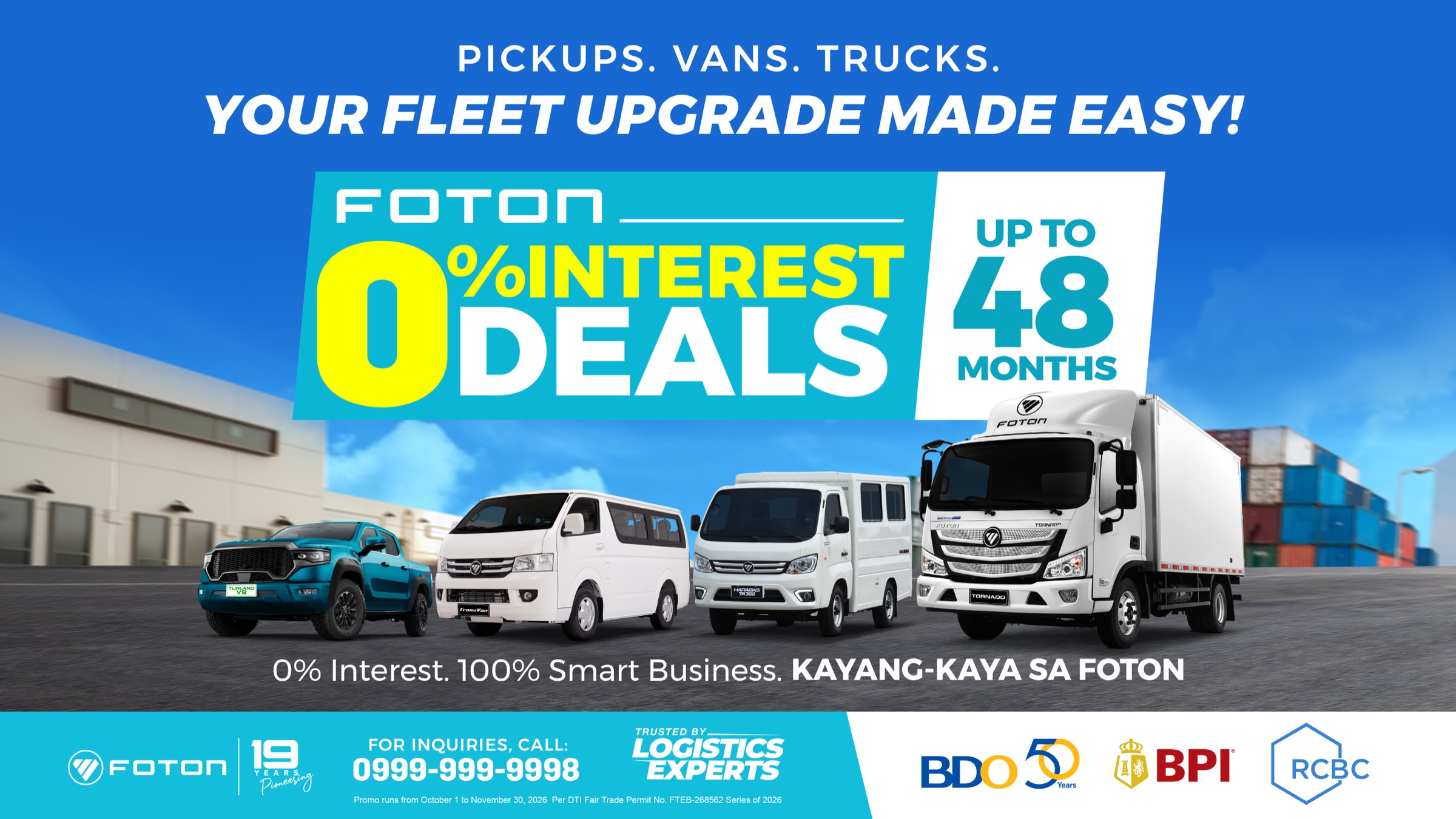 FOTON 0% Interest Deals - up to 48 months